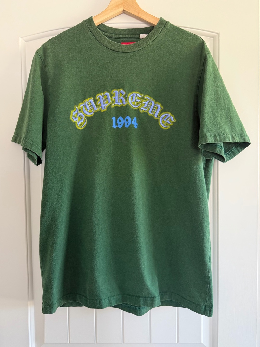 Supreme 1994 Raised Embroidered Logo T-Shirt Large Forest Green Gothic Spellout
